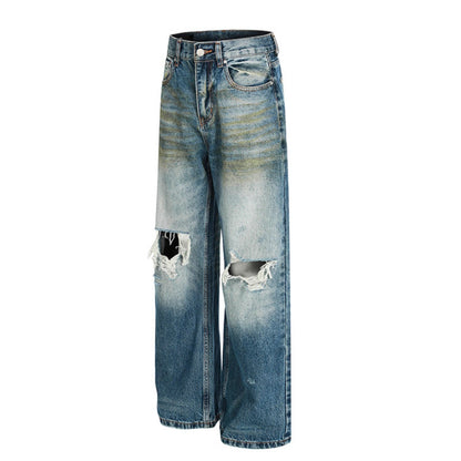 Ripped denim pants for men and women