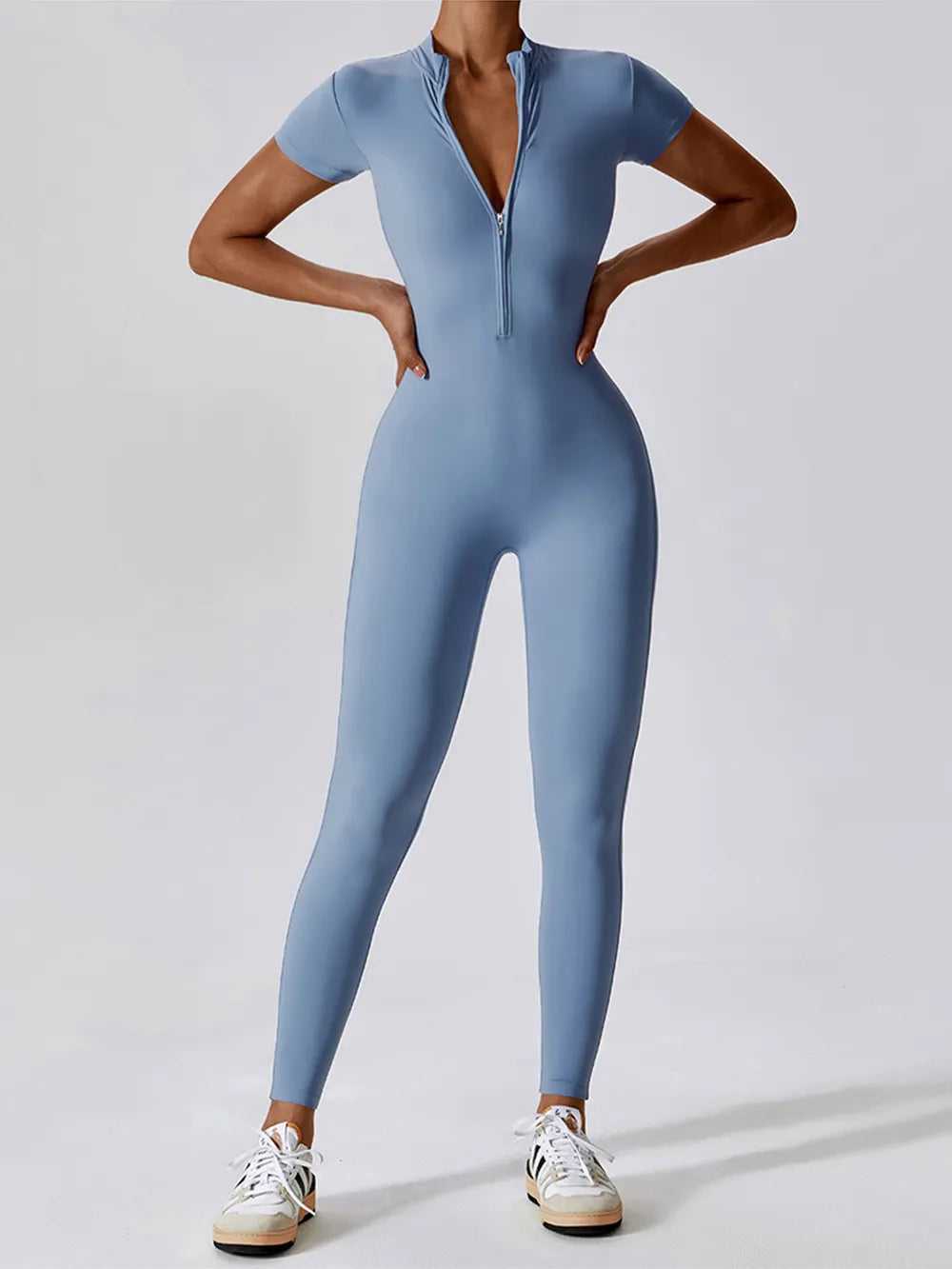 Half Zip Short Sleeve Active Jumpsuit