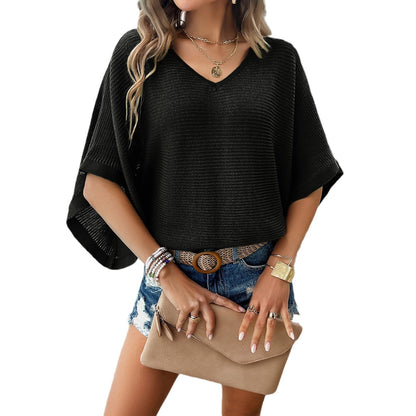 Women's spring and summer casual loose hollow sweater