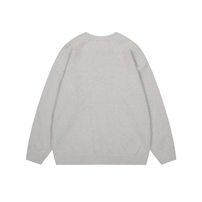 Mohair spotted dog jacquard round neck pullover sweater for men and women