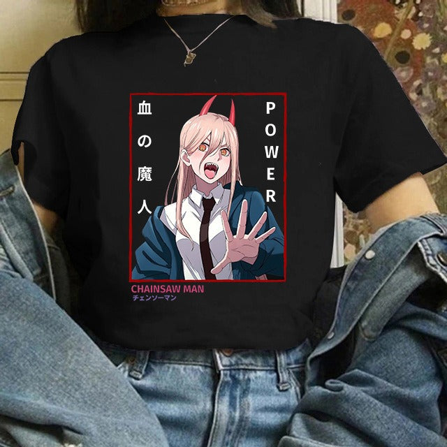 Chainsaw Man Tshirt Women Japanese Anime Pochita T-shirts Gr