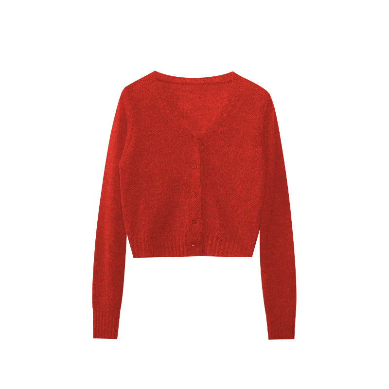 Versatile V-neck sweater for women knitted cardigan