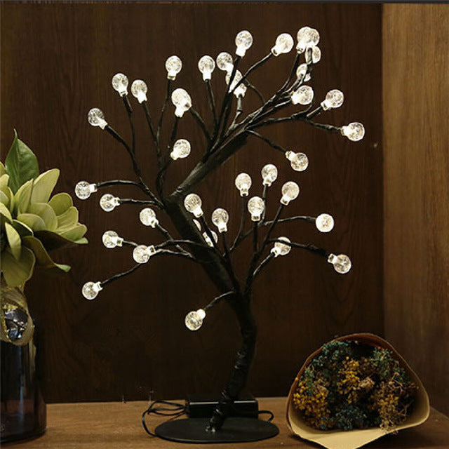 LED Cherry Blossom Crystal Star Desk Top Bonsai Tree Light Branches Festival Party Decor Romantic Wedding Decoration Home Decor