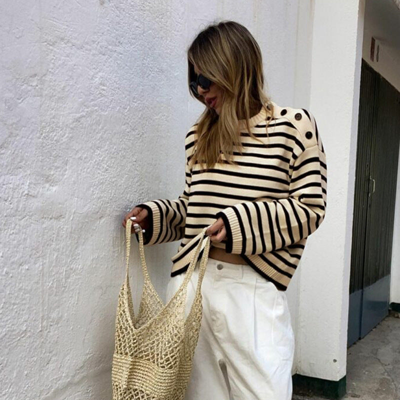 Striped Color Block Sweater for Women