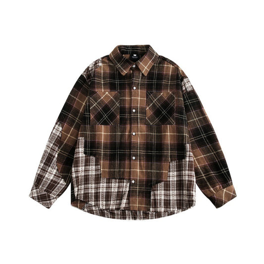 Splicing plaid shirt for men