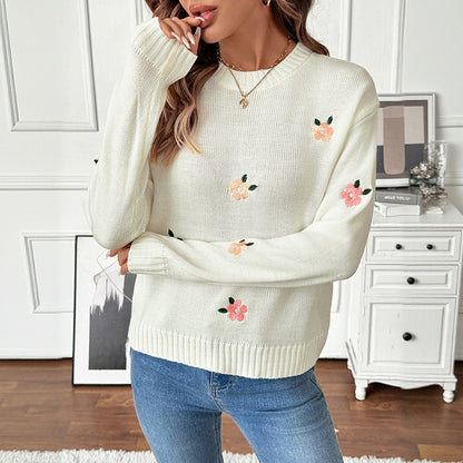 Round Neck Pullover Sweater for Women