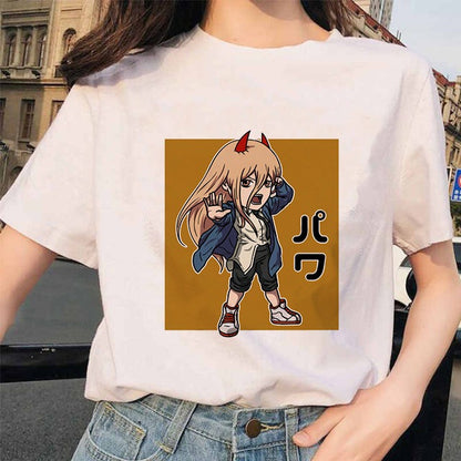 Chainsaw Man Tshirt Women Japanese Anime Pochita T-shirts Gr