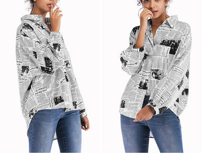 Newspaper Letter Print Top Girls New Shirts