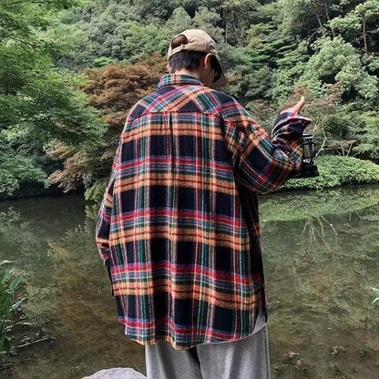 Retro long sleeved shirt jacket for men in summer