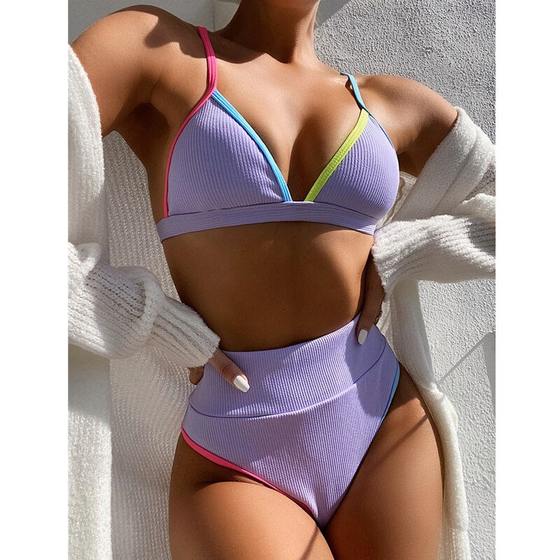 Swimsuit Women High Waist Bikini Sets Bathing Suits 2 pieces Beachwear  Summer biquini Swimwear