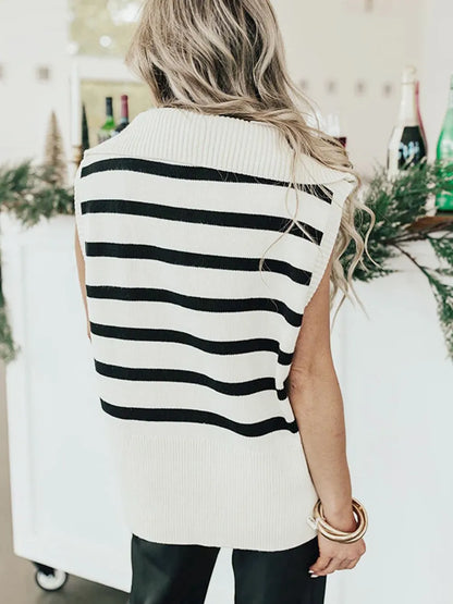 Autumn women's collar striped sweater vest for women