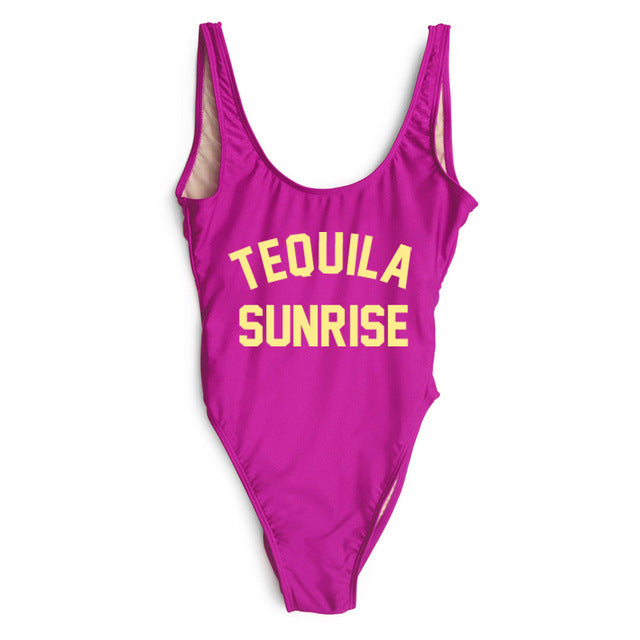 TEQUILA SUNRISE New Sexy Swimwear Women Female Bathing Suit Monokini Beach Backless Bikini Swim Wear