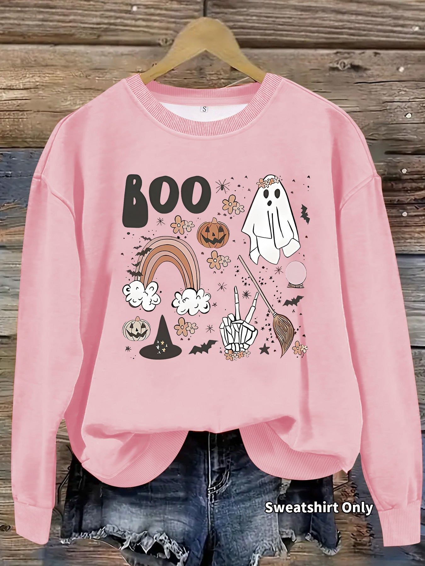 Round neck hoodie women's spring and autumn Halloween print
