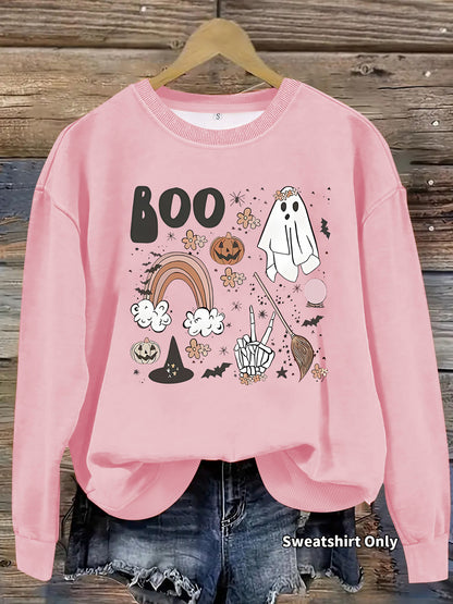 Round neck hoodie women's spring and autumn Halloween print