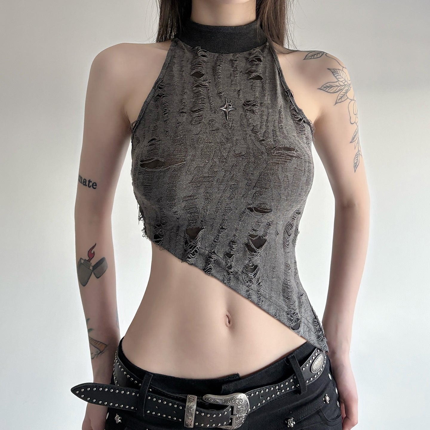 Sleeveless Turtleneck Crop Top for Women