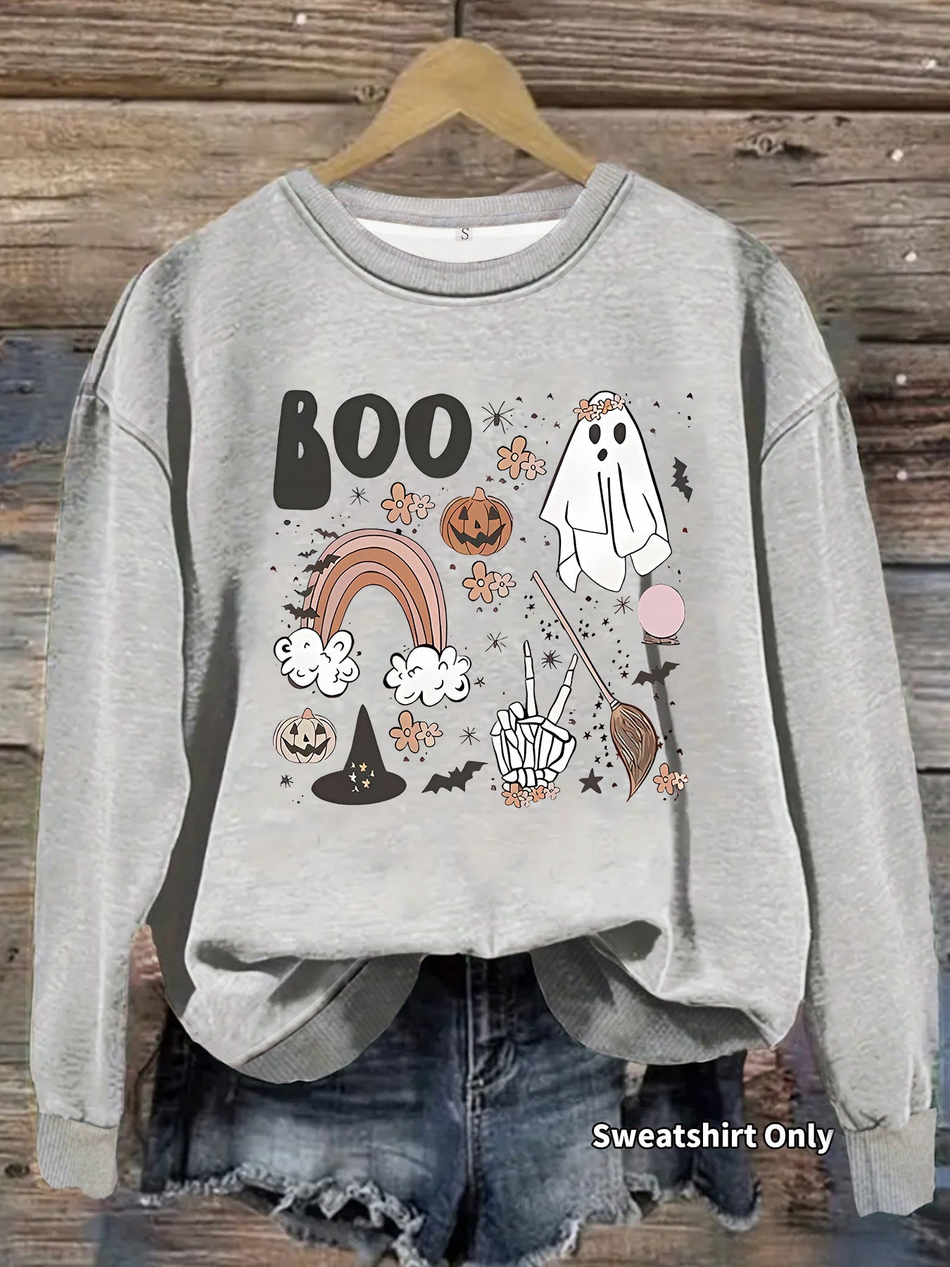 Round neck hoodie women's spring and autumn Halloween print
