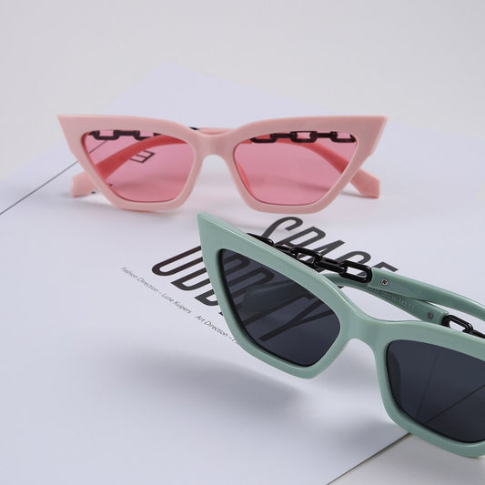 Ladies cat eye glasses female colorful green black square sunglasses women retro uv400 summer accessories