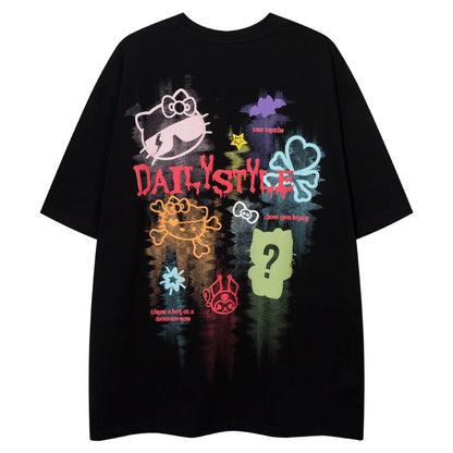 Loose Oversizet Round Neck Short Sleeve T-Shirt for Men and Women