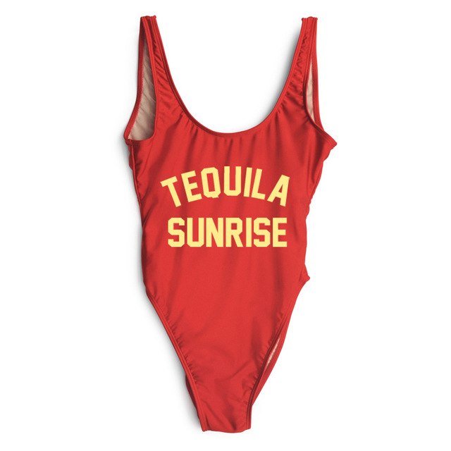 TEQUILA SUNRISE New Sexy Swimwear Women Female Bathing Suit Monokini Beach Backless Bikini Swim Wear