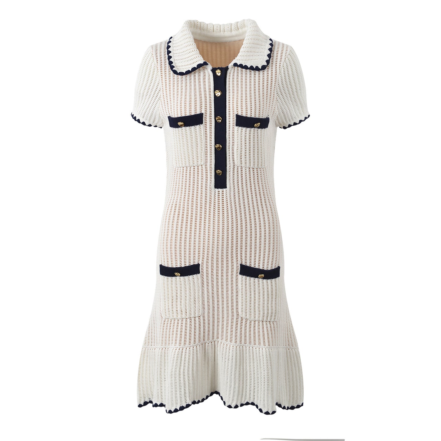 Early spring new product Xiaoxiang contrasting color knitted camisole skirt for women, sweet and slimming sleeveless dress