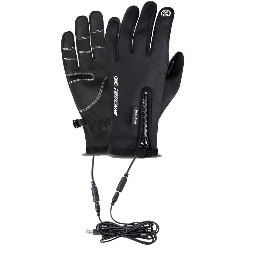 USB heating riding gloves winter outdoor heating gloves  windproof warm riding gloves
