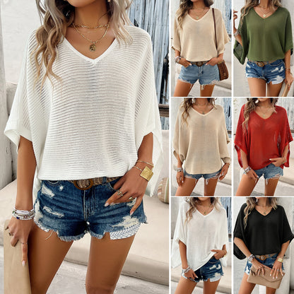 Women's spring and summer casual loose hollow sweater