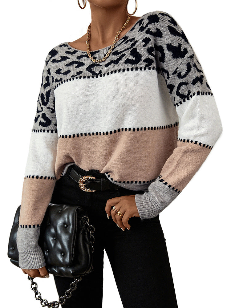 Autumn And Winter New Women Striped Knitted Sweater Casual Loose Pullover