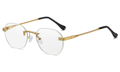 New frameless gold metal ladies sunglasses rimless gradient lens blue fashion sun glasses for men uv400 summer