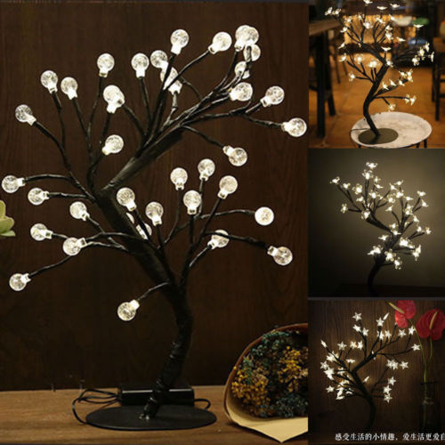 LED Cherry Blossom Crystal Star Desk Top Bonsai Tree Light Branches Festival Party Decor Romantic Wedding Decoration Home Decor