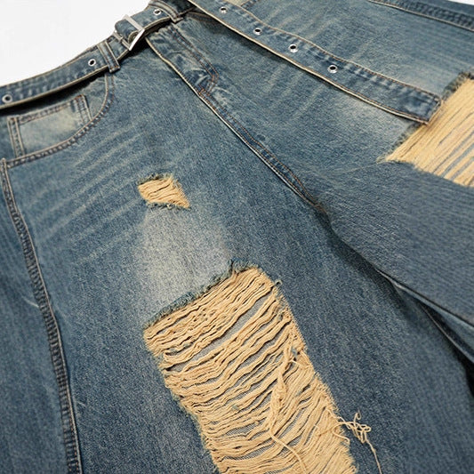 Broken hole casual denim shorts for men and women