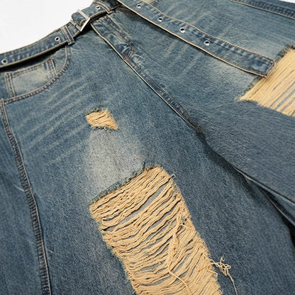 Broken hole casual denim shorts for men and women