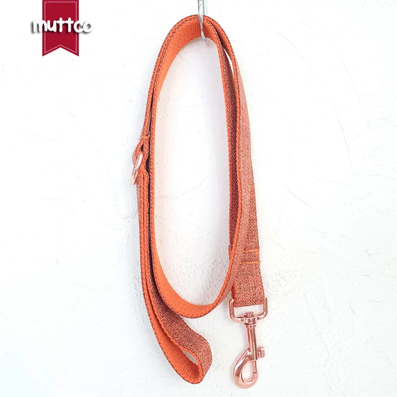 MUTTCO handmade puppy collar THE ORANGE SUIT gentleman pet products personalized ID leash
