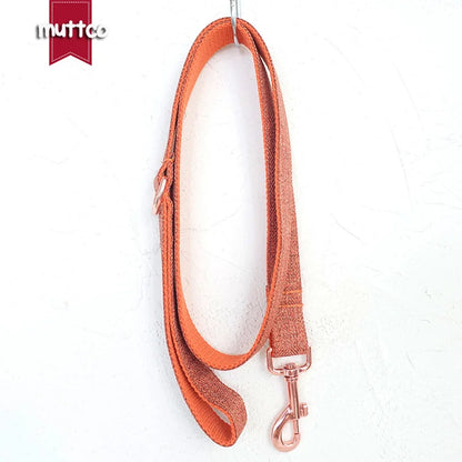 MUTTCO handmade puppy collar THE ORANGE SUIT gentleman pet products personalized ID leash