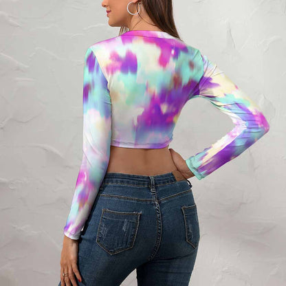 Women's Long Sleeve Round Neck Crop Top